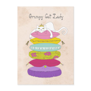 Grumpy cat lady birthday party Invites