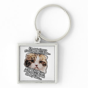 Grumpy cat meme for cat owners and kitty lovers keychain