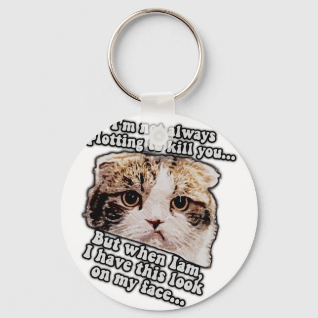 Grumpy cat meme for cat owners and kitty lovers keychain (Front)