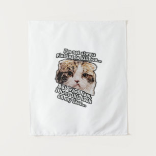 Grumpy cat meme for cat owners and kitty lovers tapestry