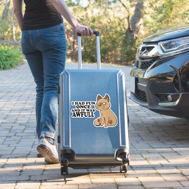 Grumpy Cat - Meme Funny Cat - Fun Sticker (Suitcase Insitu)