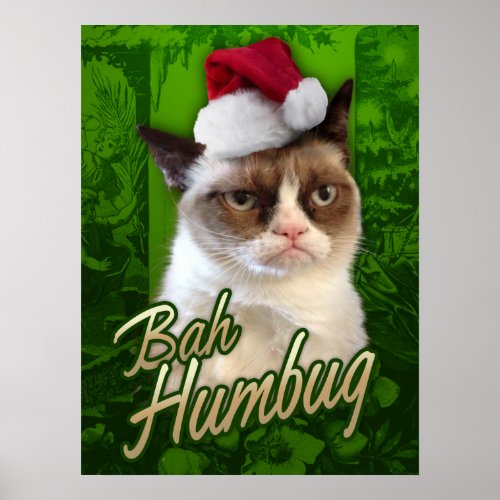 Grumpy Cat Merry Christmas  Bah Humbug Poster