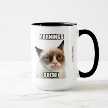 Grumpy Cat™ Mornings Suck Mug by thegrumpycat at Zazzle