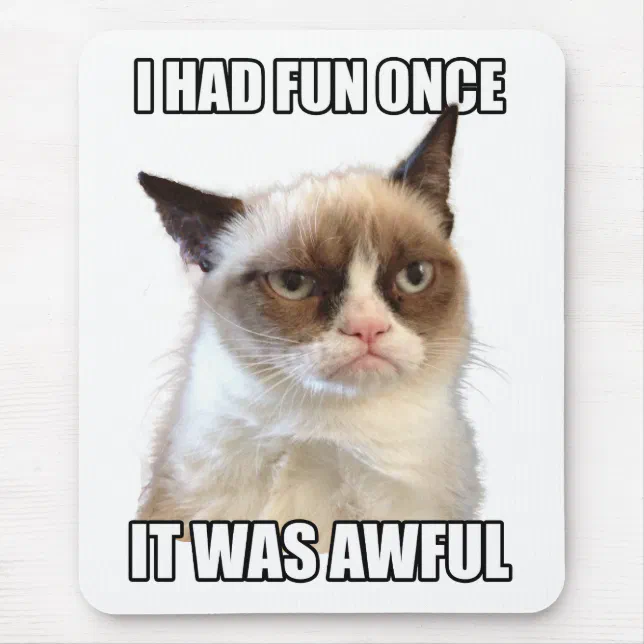 Grumpy Cat Mousepad 'I had fun once. It was awful' | Zazzle