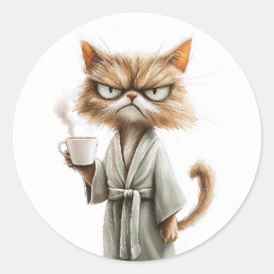 Grumpy Cat Needs Coffee Classic Round Sticker
