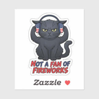 Grumpy Cat Not a Fan of Fireworks 4th of July Sticker