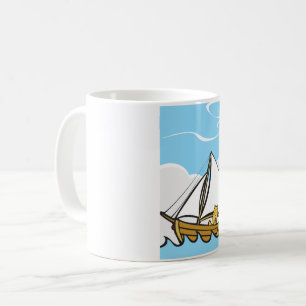Grumpy Cat on a Sailboat Funny Nautical Cartoon Coffee Mug