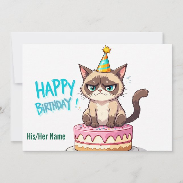 Grumpy Cat on Cake Card (Front)