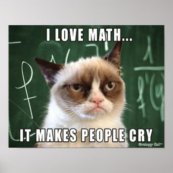 Grumpy Cat Poster- I Love Math It Makes People Cry Poster by thegrumpycat at Zazzle