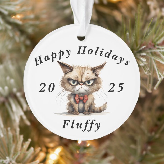 Grumpy Cat sarcastic Happy holidays Christmas Ornament (Tree)