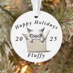 Grumpy Cat sarcastic Happy holidays Christmas Ornament