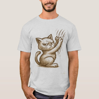 Grumpy Cat Scratch Attack – Expressive Feline Art T-Shirt