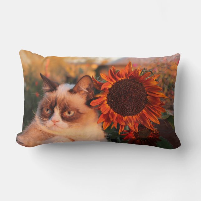 Grumpy Cat Sunflower Pillow (Front)