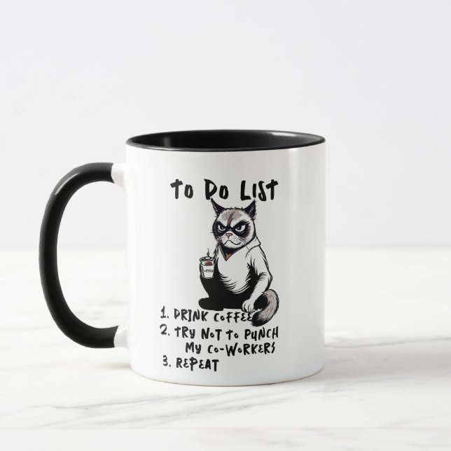 Grumpy Cat To Do List Funny Quotes & Sayings Humor Mug (Left)