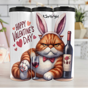 Grumpy Cat with Bunny Ears Thermal Tumbler