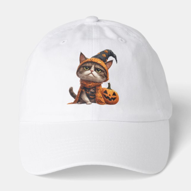Grumpy Cat With Jack O Lantern Companion 🎃 Hat (Front)