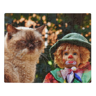 Grumpy Cat with Sad Clown Jigsaw Puzzle