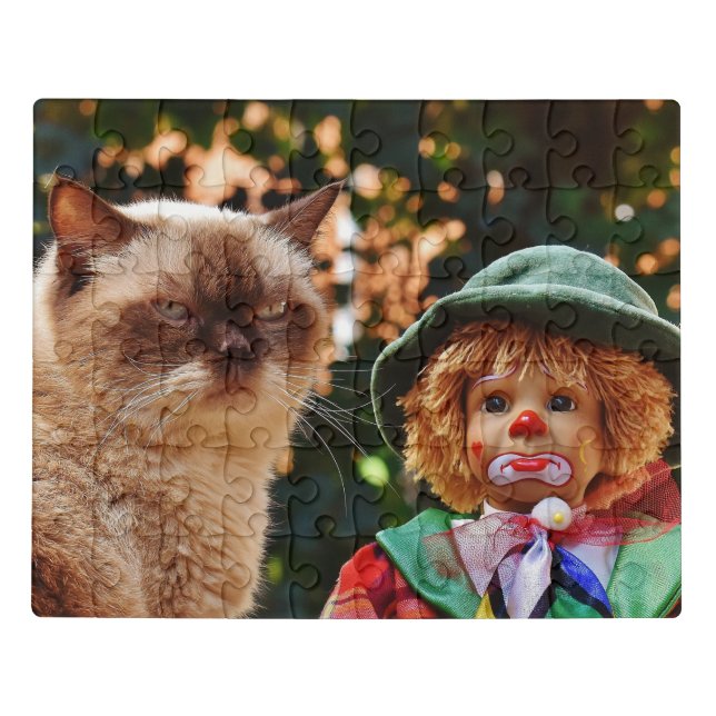 Grumpy Cat with Sad Clown Jigsaw Puzzle (Puzzle Horizontal)