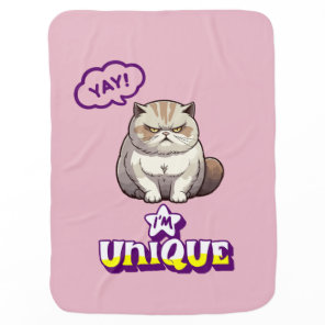 ​Grumpy Cat "YAY! I'm Unique" Funny Baby Blanket