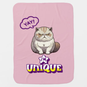 Grumpy Cat "YAY! I'm Unique" Funny Baby Blanket