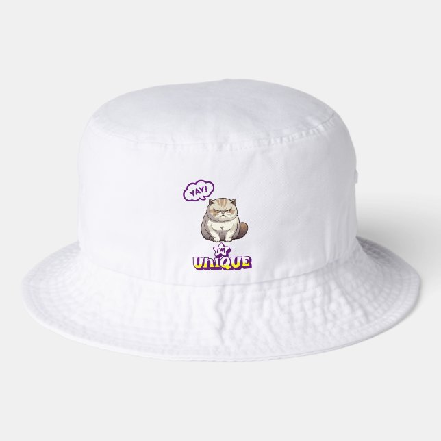 ​Grumpy Cat "YAY! I'm Unique" Funny Bucket Hat (Front)