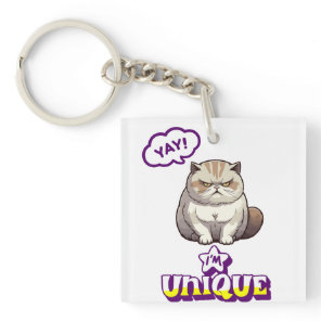 ​Grumpy Cat "YAY! I'm Unique" Funny Fridge Magnet Keychain
