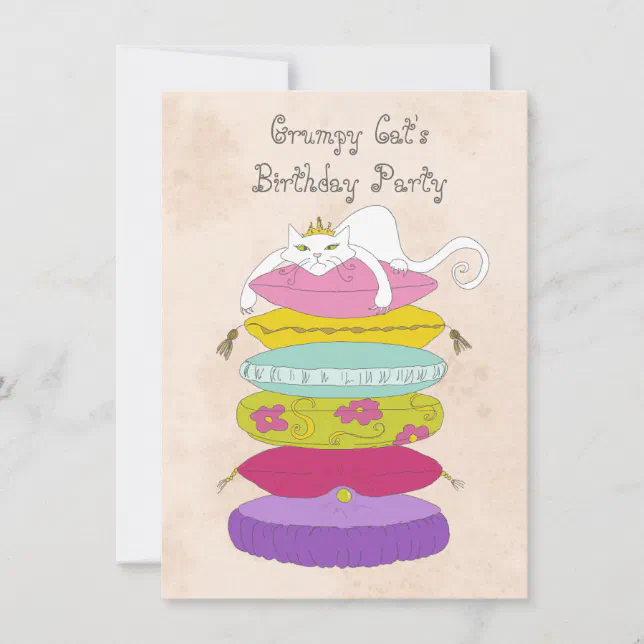 Grumpy cat's birthday party Invites | Zazzle