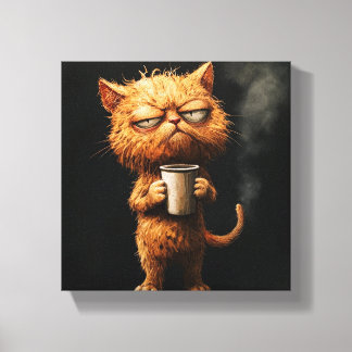  Grumpy Cat's Morning Coffee Canvas Print