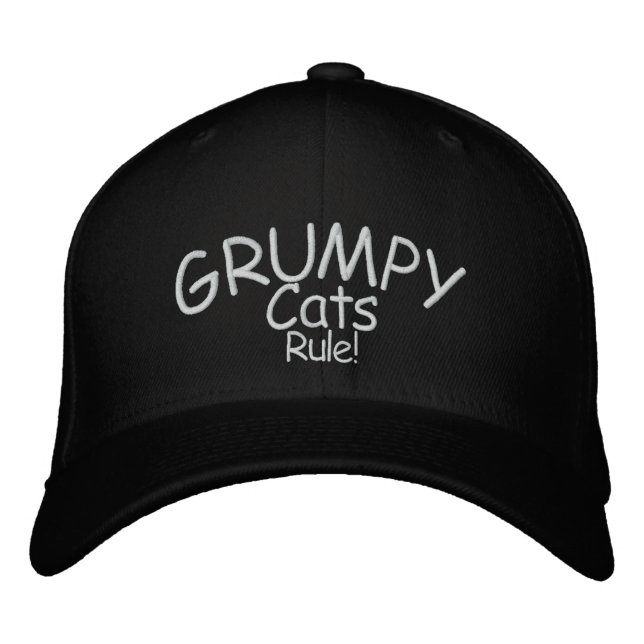 Grumpy Cats Rule! Embroidered Baseball Cap (Front)