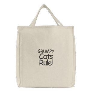 Grumpy Cats Rule! Embroidered Tote Bag