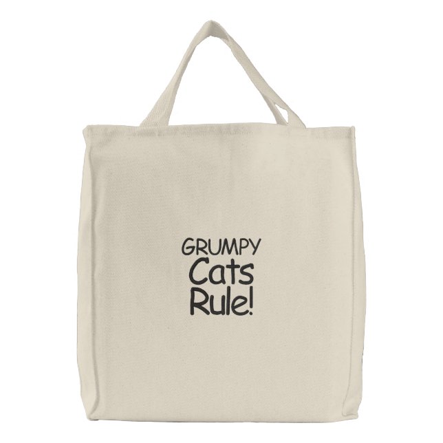 Grumpy Cats Rule! Embroidered Tote Bag (Front)