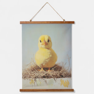 Grumpy Chick in Nest Hanging Tapestry