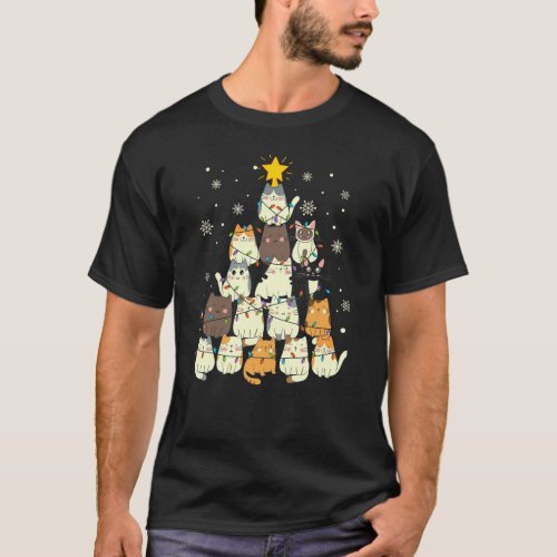 Grumpy Christmas Cat Chat Hilarious Feline Festive T_Shirt