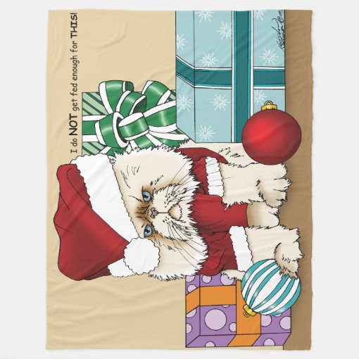 Grumpy Christmas Cat Fleece Blanket | Zazzle