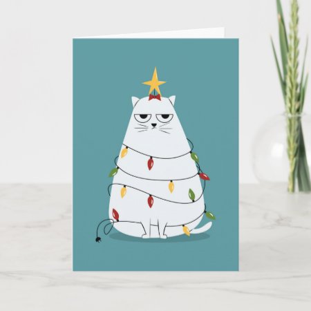 Grumpy Christmas Cat Holiday Card
