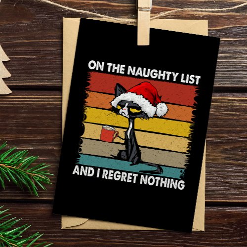 Grumpy Christmas Cat on the Naughty List Holiday Card