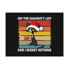 Grumpy Christmas Cat on the Naughty List Holiday Postcard