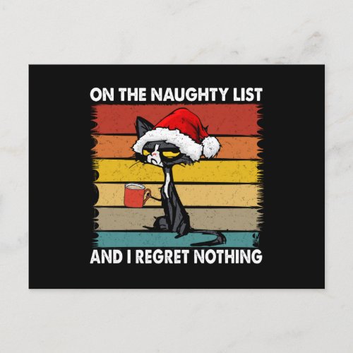 Grumpy Christmas Cat on the Naughty List Holiday Postcard