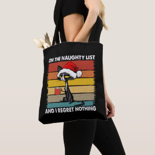 Grumpy Christmas Cat on the Naughty List Tote Bag