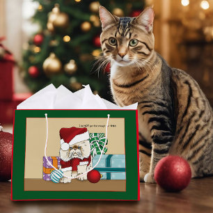 Grumpy Christmas Cat Santa Funny Holiday Large Gift Bag