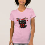 Grumpy Christmas Cat with Santa Hat and Antlers T-Shirt