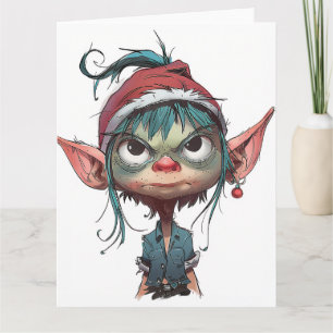 Grumpy Christmas Elf Attitude Card