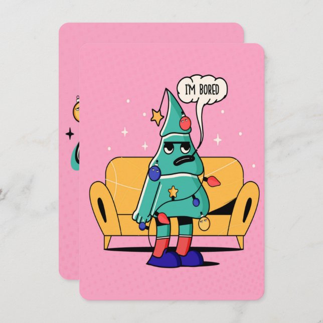 GRUMPY CHRISTMAS ILLUSTRATION DESIGN HOLIDAY CARD (Front/Back)