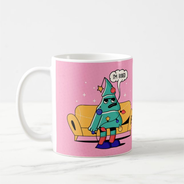 GRUMPY CHRISTMAS ILLUSTRATION "FONT & BACK" DESIGN COFFEE MUG (Left)