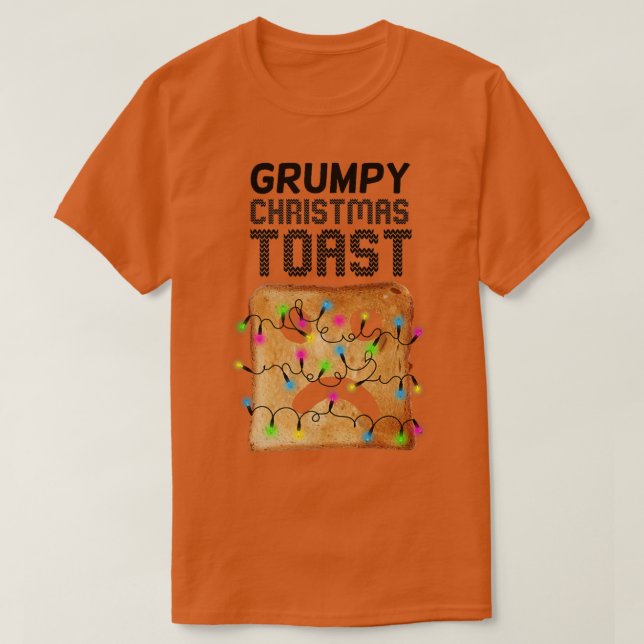 Grumpy Christmas Toast Bread Face Christmas Lights T-Shirt (Design Front)