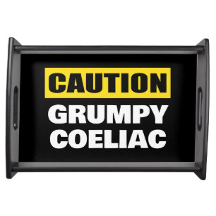 Grumpy Coeliac Fun Caution Warning Celiac Disease Serving Tray