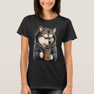 Grumpy Coffee  Dog on Coffee Alaskan Malamute T-Shirt