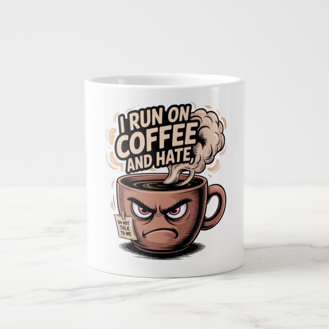 Grumpy Coffee Mug – I Run on Coffee and Hate (Front)