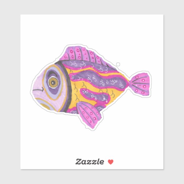 Grumpy colorful fish sticker (Sheet)