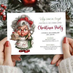 Grumpy Comic Grandma Cheerful Xmas Party Invite
